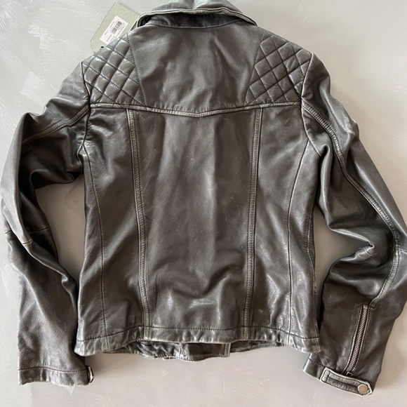 All Saints Leather Cargo Biker Jacket US 2 - Picture 13 of 16